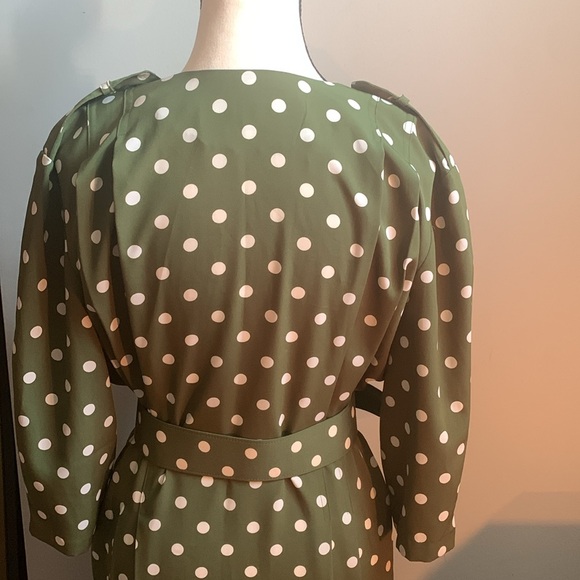 Iconic pretty lady dress!!! Vintage midi in a gorgeous green polka dot, Sz 12 - Picture 8 of 11